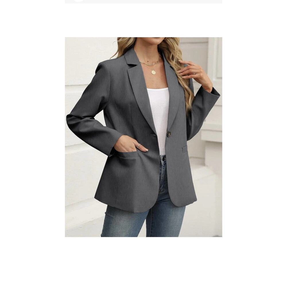 Women's Blazer Business Casual Lightweight Suit Jacket with Pockets-SIZE XL
